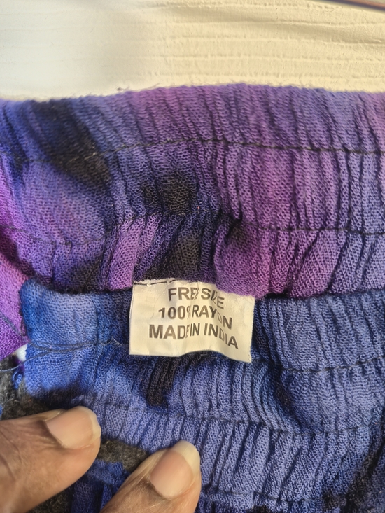 Bohemian Tie Dye Rayon Maxi Skirt with Gold Accents & Sequins - O/S - Picture 6 of 6